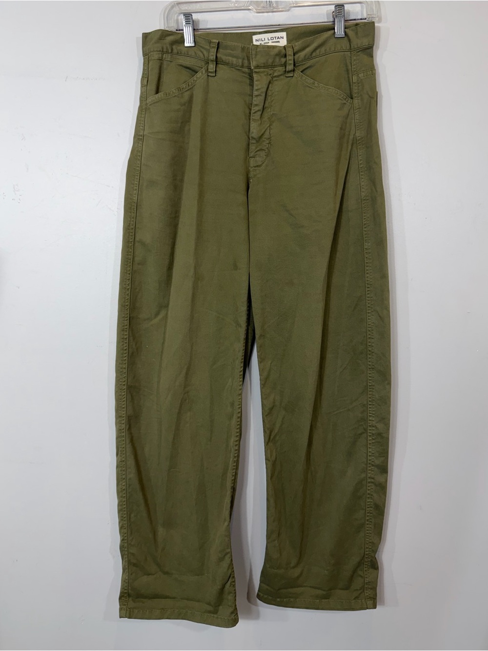 Nili Lotan Army Green Wide Leg Utility Pants Size 0 Made in USA